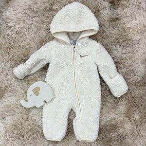 Cozy Cream Hooded Baby One Piece Nike